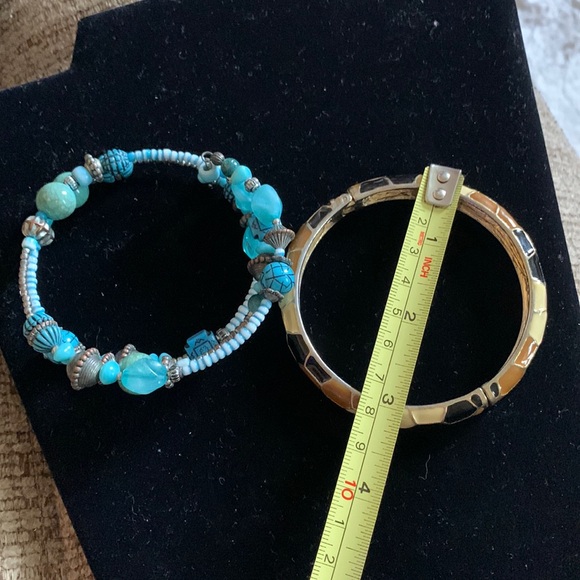 Set of 2 7.5-8” bracelets in used condition: honeycomb enamel pattern cuff - Picture 3 of 6